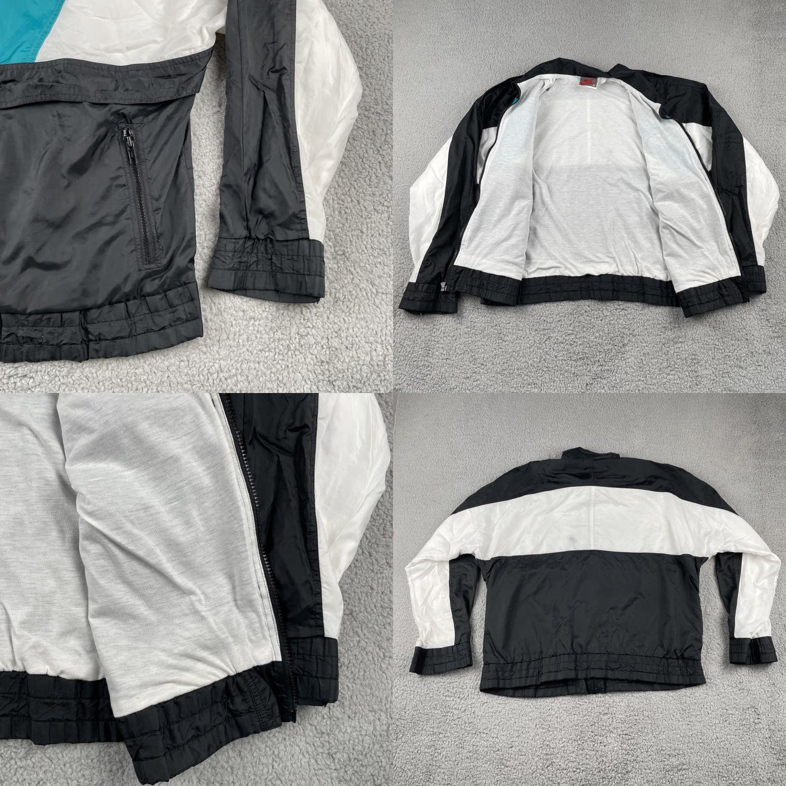 Nike VINTAGE Nike Windbreaker Jacket M Zip Black Turquoise USA 80s EUC Baseball Casual Mens Windbreaker Jacket Size US M / EU 48-50 / 2 - 8 Thumbnail