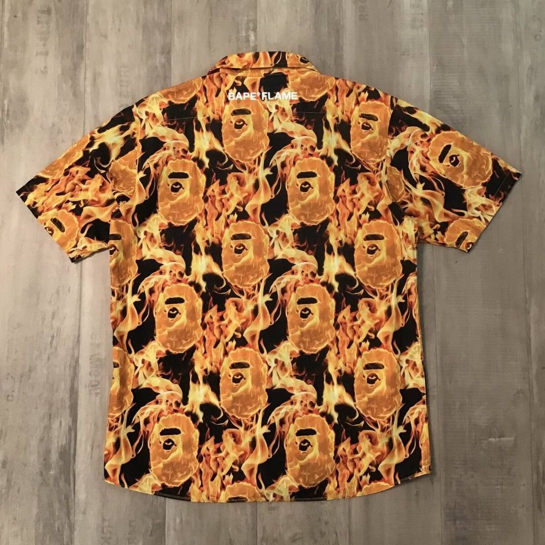Bape BAPE FLAME short sleeve shirt a bathing ape Fire Size US M / EU 48-50 / 2 - 2 Thumbnail
