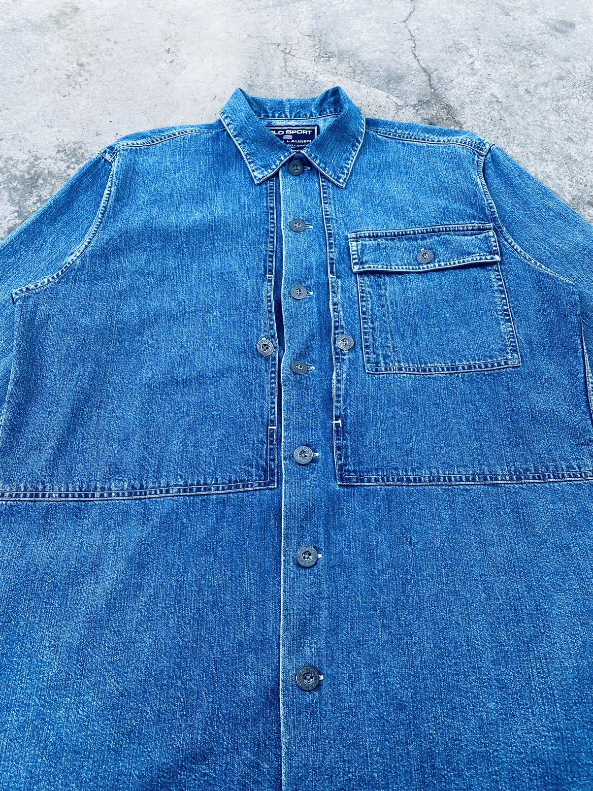 Polo Ralph Lauren Vintage 90s Polo Sport Ralph Lauren Pullover Denim Shirt Size US M / EU 48-50 / 2 - 7 Thumbnail