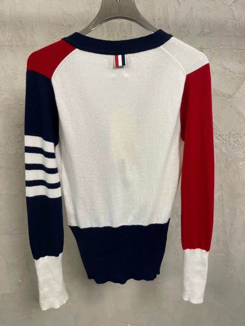 Thom Browne Thom Browne American red and Tibetan blue blended cashmere Size S / US 4 / IT 40 - 3 Thumbnail