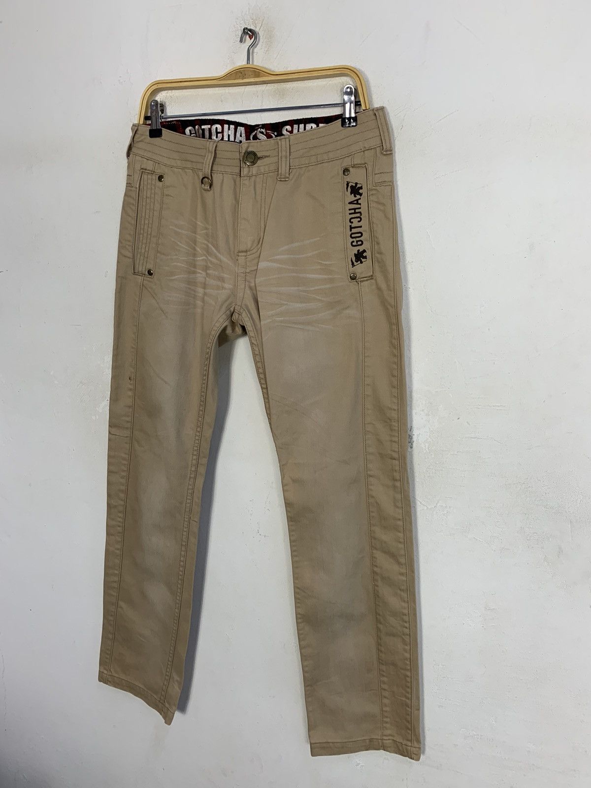 Gotcha 90s Gotcha Surf Brown Denim Jeans Embroidery Quotes Size US 32 / EU 48 - 5 Thumbnail
