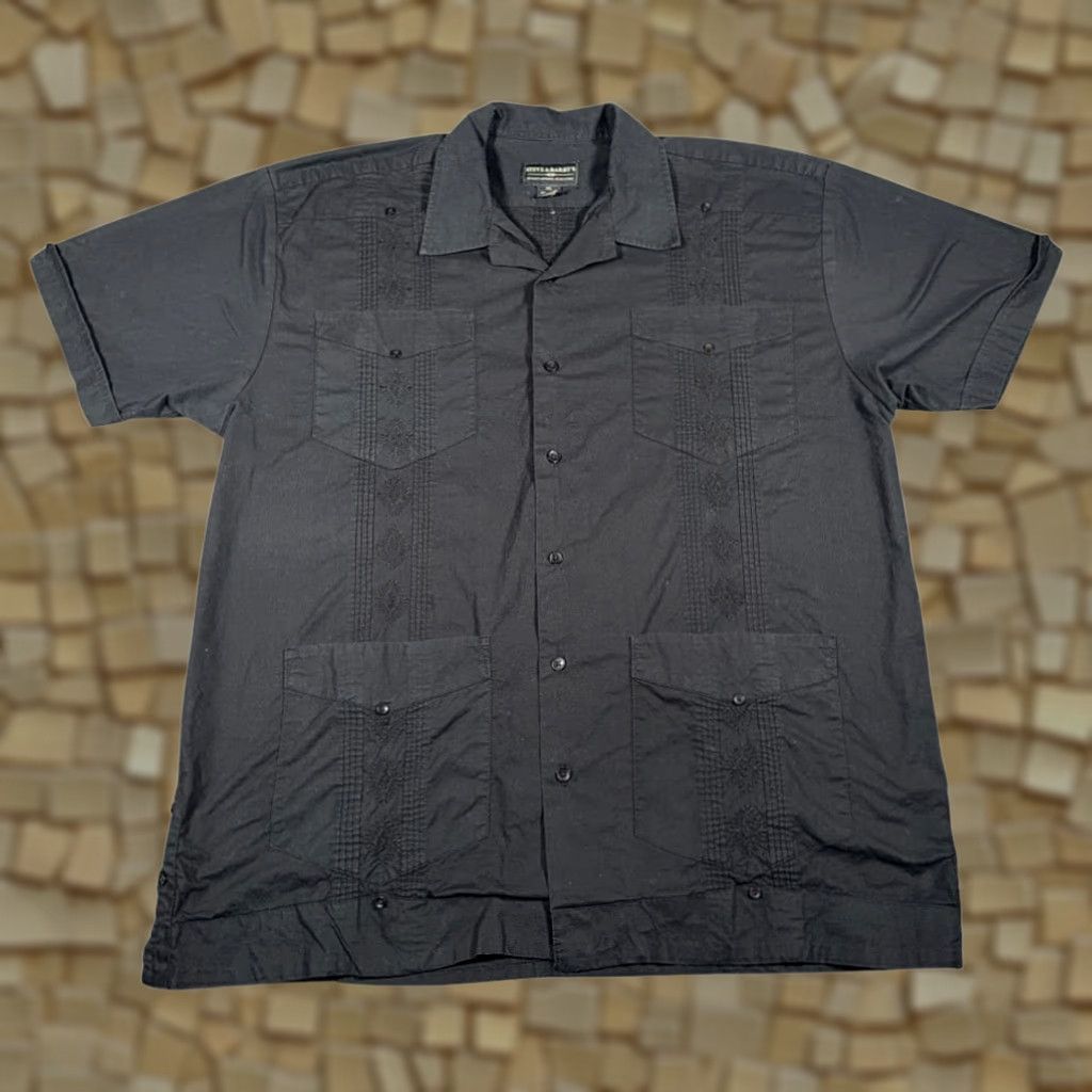 Vintage VINTAGE Steve Barrys Shirt Adult 2XL Black Guayabera Camp Resort Cuban Y2K Mens Shirt Size US XXL / EU 58 / 5 - 1 Thumbnail