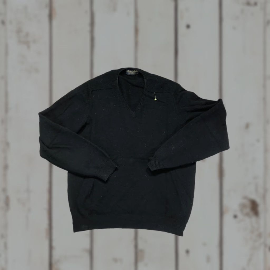 Brooks Brothers Brooks Brothers Sweater Mens M Black 100% Lambswool Knit V Neck Pullover Size US M / EU 48-50 / 2 - 1 Thumbnail