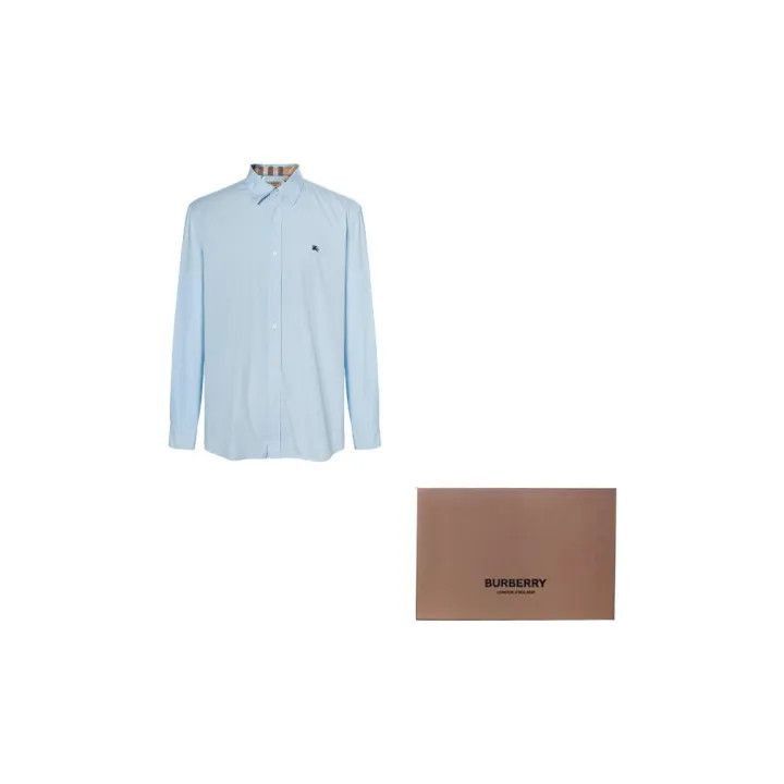 Burberry Burberry Burberry Logo Printed Blue Long Sleeve Shirt-2507 Size US L / EU 52-54 / 3 - 2 Thumbnail