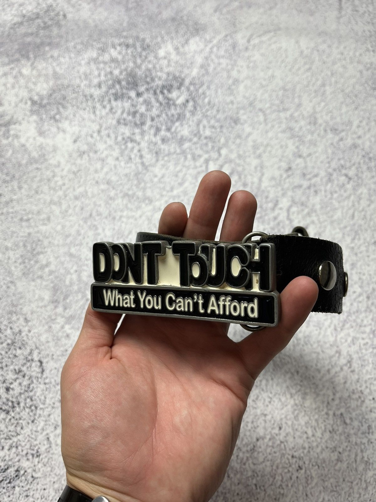 Vintage AVANT-GARDE DONT TOUCH What You Can't Afford LEATHER BELT Size ONE SIZE - 7 Thumbnail