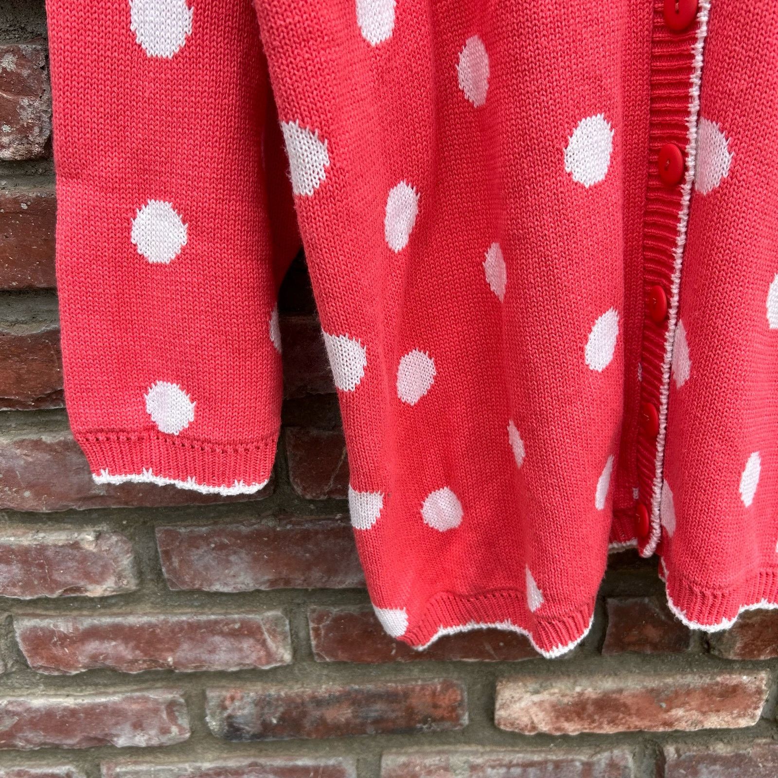 Vintage Vintage Pink Polka Dot Chunky Knitted Cardigan Sweater 1X Size XXL / US 16-18 / IT 52-54 - 3 Thumbnail
