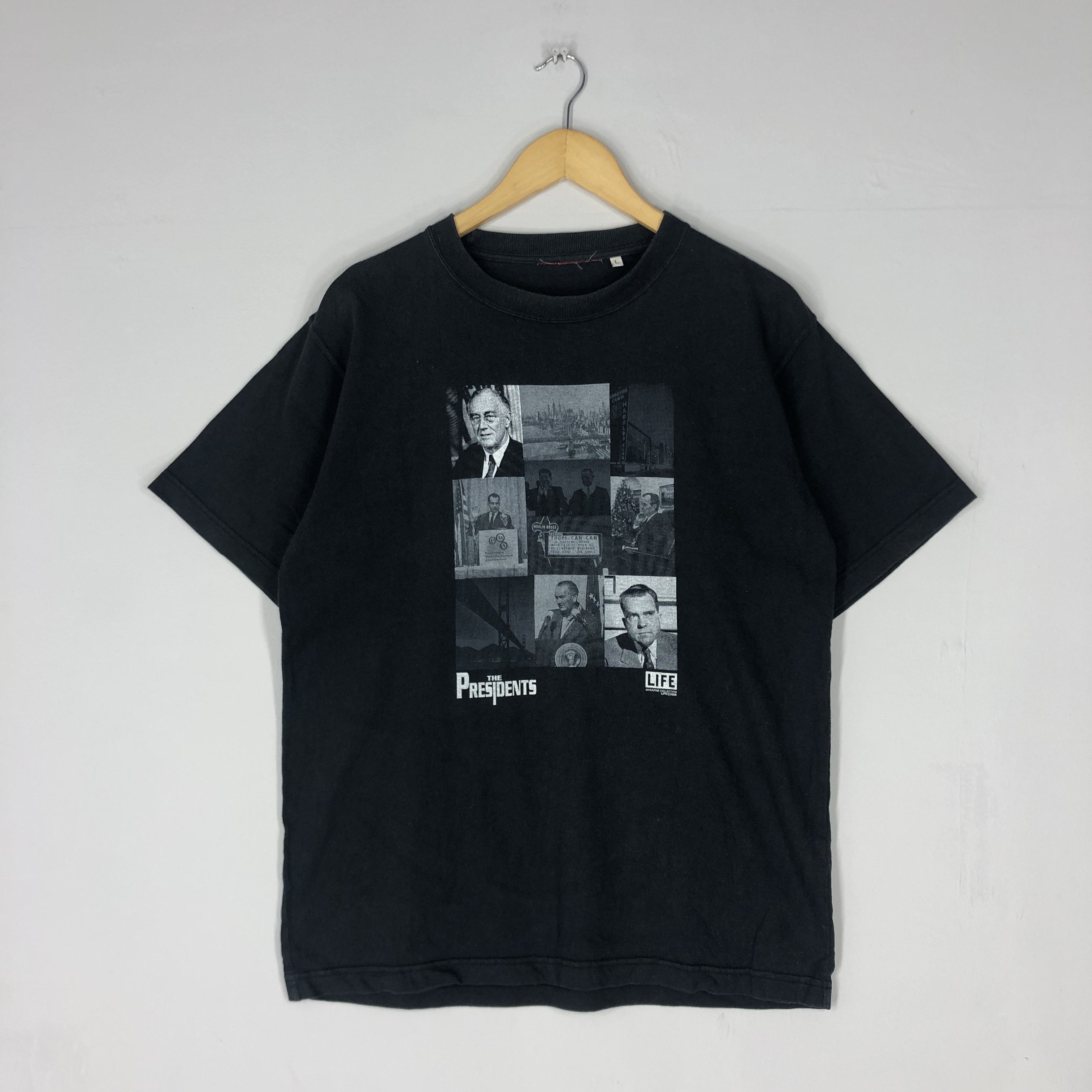 Vintage Y2K The Presidents Photo Print T Shirt Black Size M