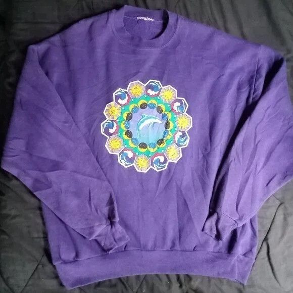 Other Vintage Dolphin Ocean Moon Phase Mandala Crewneck Sweatshirt Size US XL / EU 56 / 4 - 2 Thumbnail