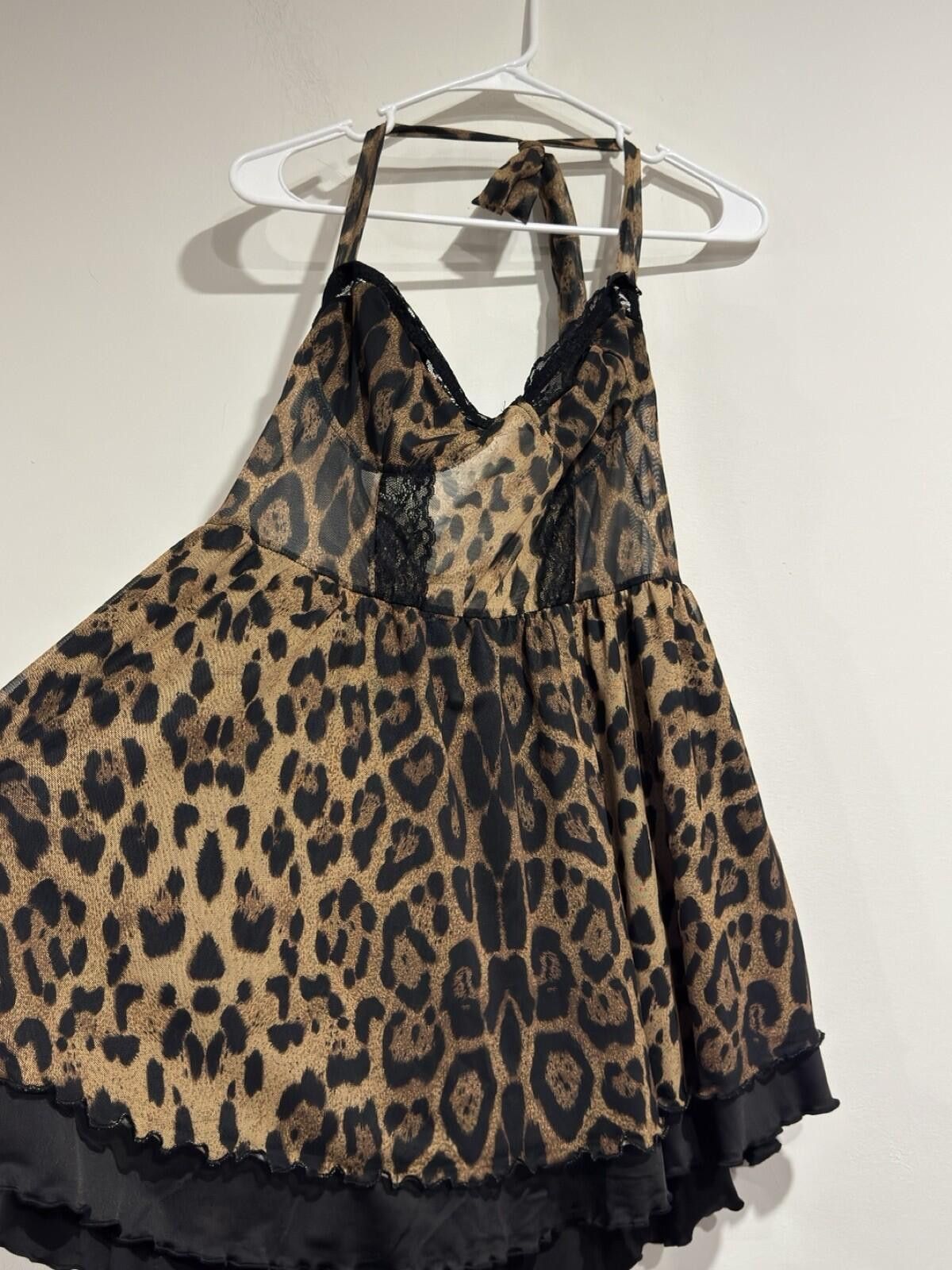 The Unbranded Brand women Leopard Lace Patchwork A-Line Hem Mini Dress Size 1XL Size XL / US 12-14 / IT 48-50 - 8 Thumbnail