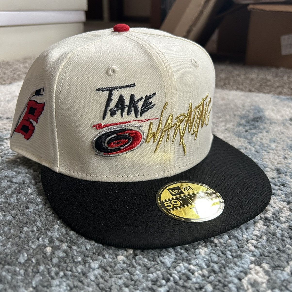 MyFitteds 7 3/8 CAROLiNA HURRiCANES TAKE WARNiNG RADiANT RED 5950 CAP Size ONE SIZE - 4 Thumbnail