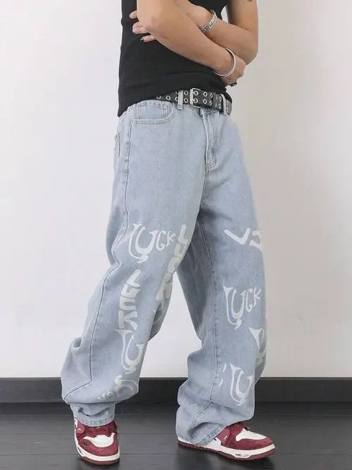 Jean Kirari x Airi Skater Print Denim Jeans Straight Leg Size US 32 / EU 48 - 3 Thumbnail
