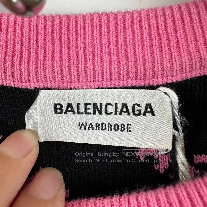 Balenciaga Balenciaga Black and Pink Full Print Bullet Logo Knit Swea Size US L / EU 52-54 / 3 - 4 Thumbnail