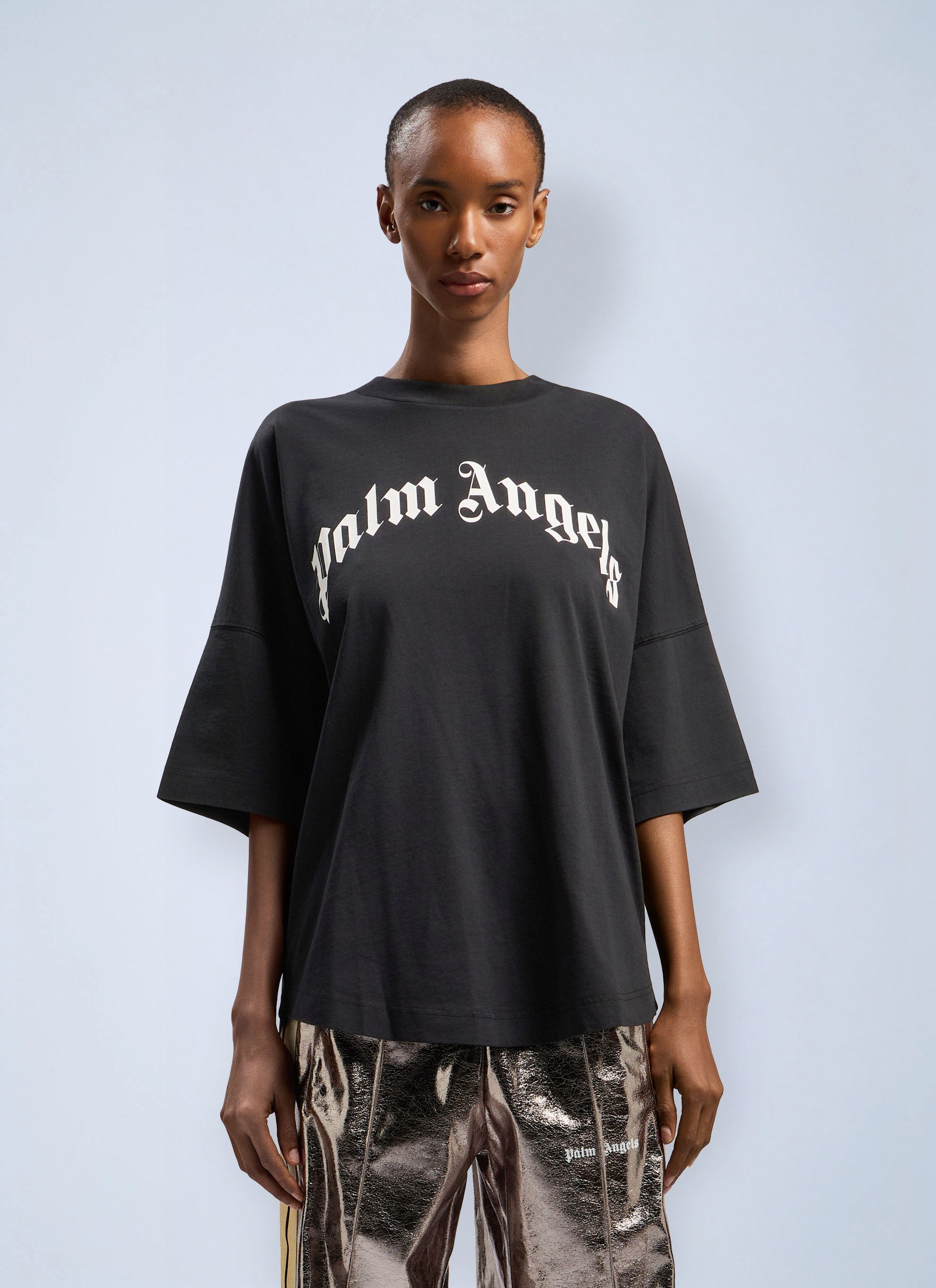 Palm Angels Curved Logo Over T-Shirt Size XS / US 0-2 / IT 36-38 - 1 Thumbnail