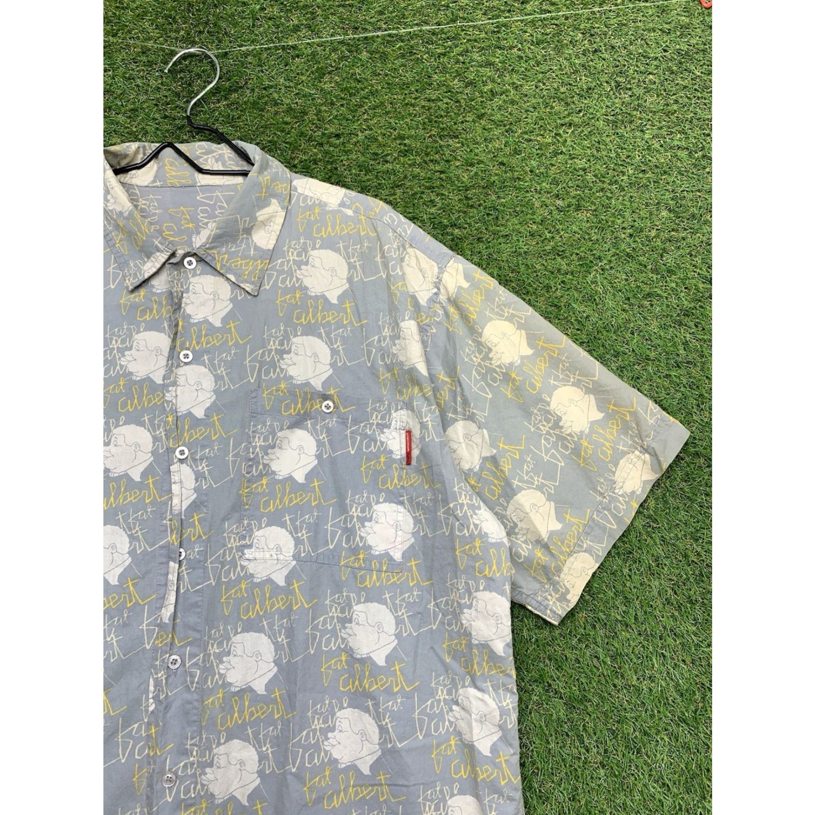 Fubu VINTAGE FUBU Shirt Mens XL Fat Albert AOP 90s Rap Hip Hop Loose Fit y2k Baggy Gray Cotton Polyester Button-Up Short Sleeve 袖? Size US XL / EU 56 / 4 - 2 Thumbnail