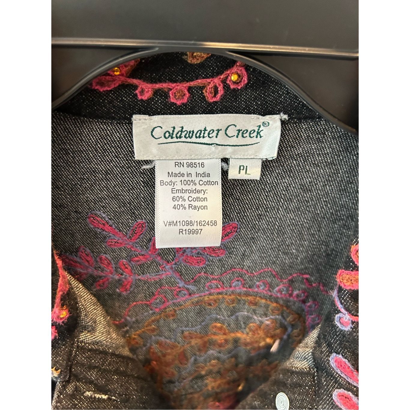 Coldwater Creek Coldwater Creek Petite Black Denim Multi Sequin Floral Embro Size L / US 10 / IT 46 - 3 Thumbnail