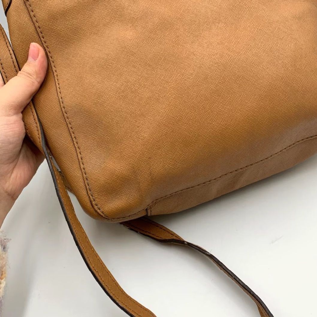 Michael Kors Michael Kors Jet Set Brown Saffiano Leather Crossbody Bag Womens Messenger Bag Size ONE SIZE - 6 Thumbnail