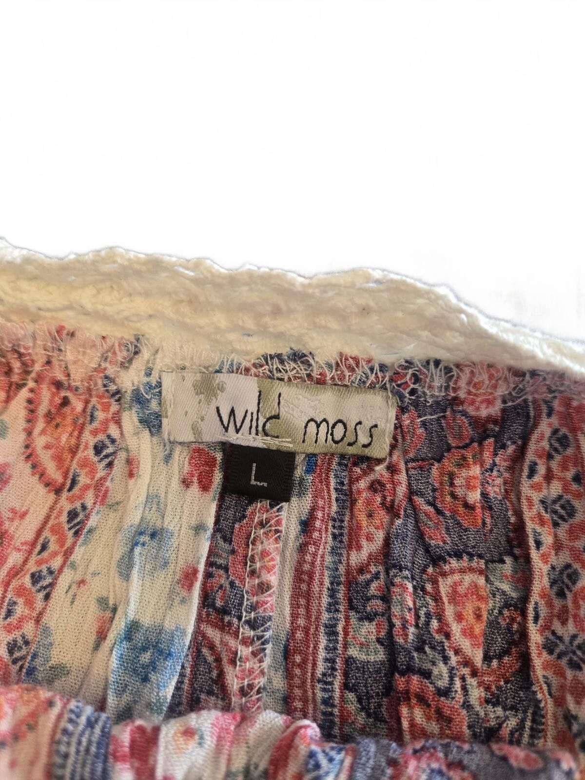 Other Wild Moss Floral Patchwork Peplum Top Crochet Lace Trim Sz L Size L / US 10 / IT 46 - 5 Thumbnail