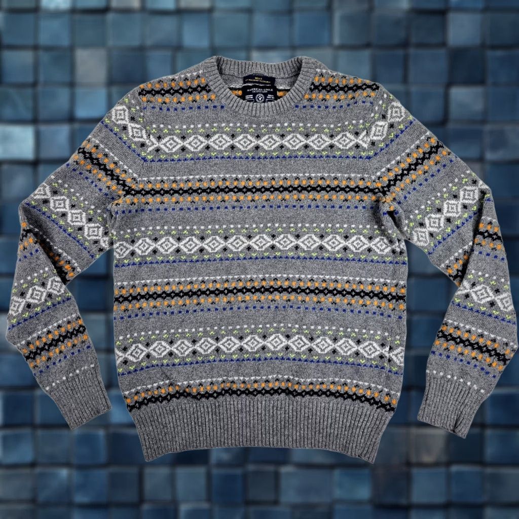 American Eagle Outfitters American Eagle Outfitters Fair Isle Knit Sweater Men M Cotton Rabbit Hair Athletic Fit Pullover Crewneck Gray Long Sleeve Vintage No EUC Size US M / EU 48-50 / 2 - 1 Thumbnail