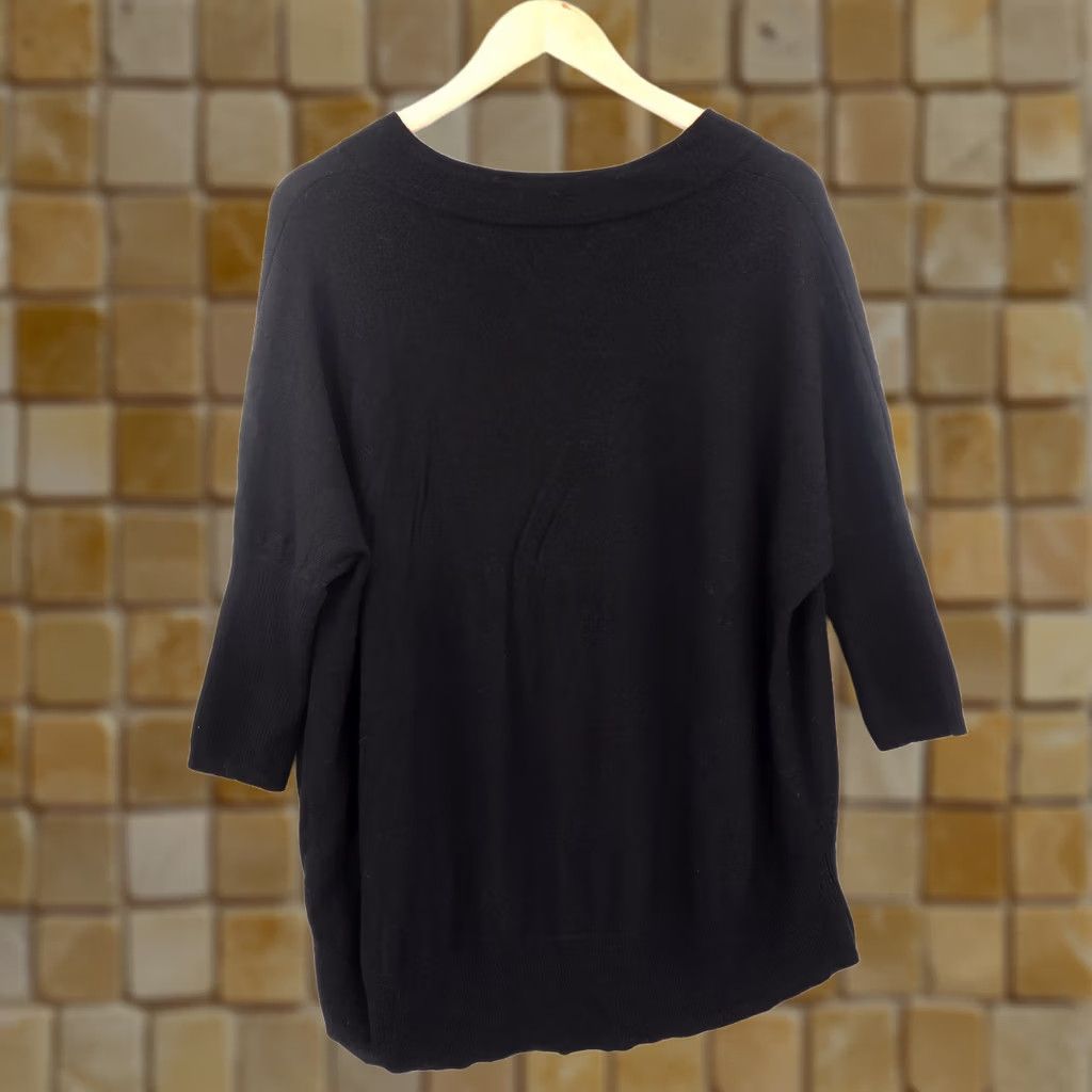 Anthropologie Anthropologie Women's Merino Wool Araminta Sweater V-Neck 3/4 Sleeve Black Sz M Size M / US 6-8 / IT 42-44 - 1 Thumbnail