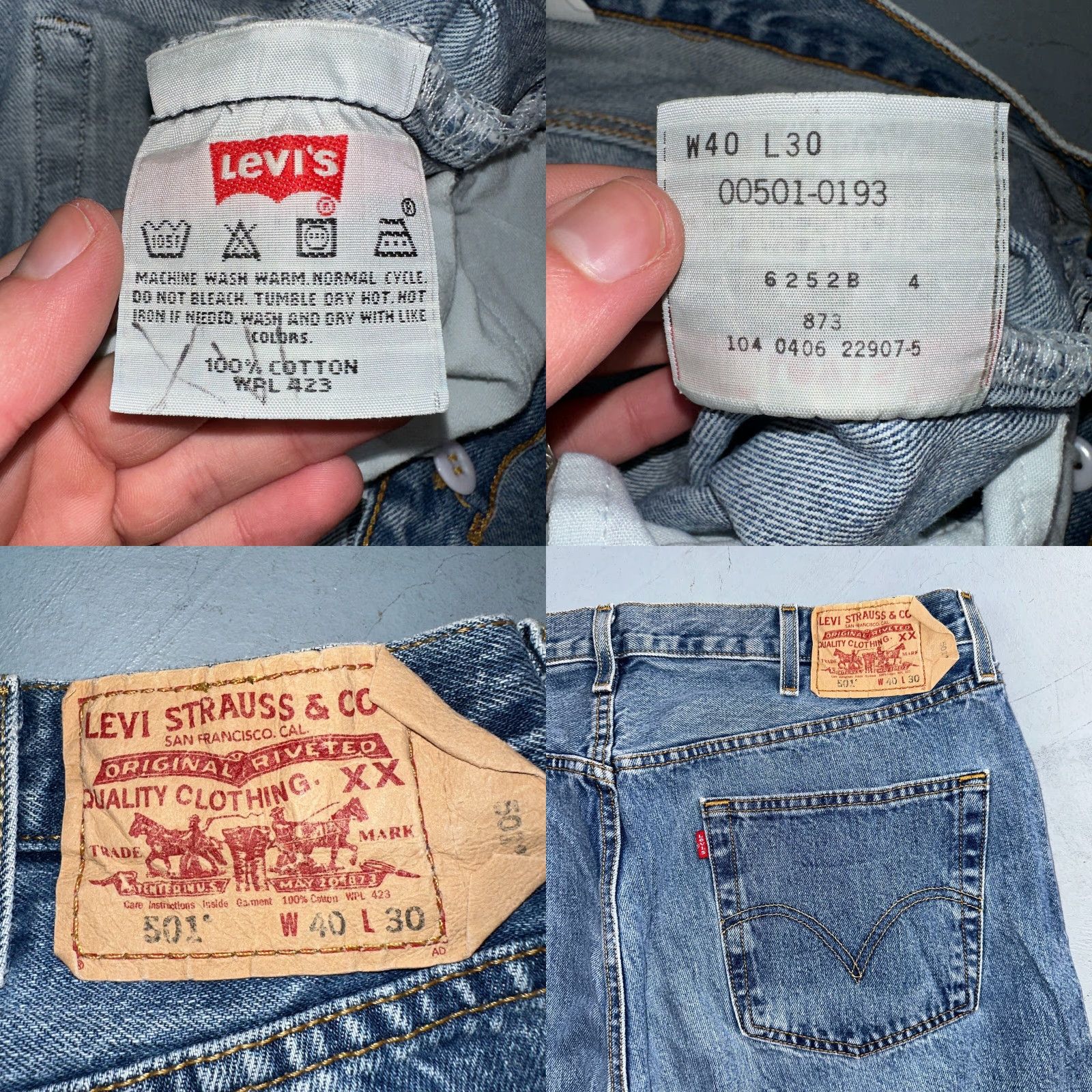 Levi's VINTAGE Levis 501 Jeans 90s XX Straight Leg Y2K Light Wash 40x30 Act 37x30 Size US 40 / EU 56 - 9 Thumbnail