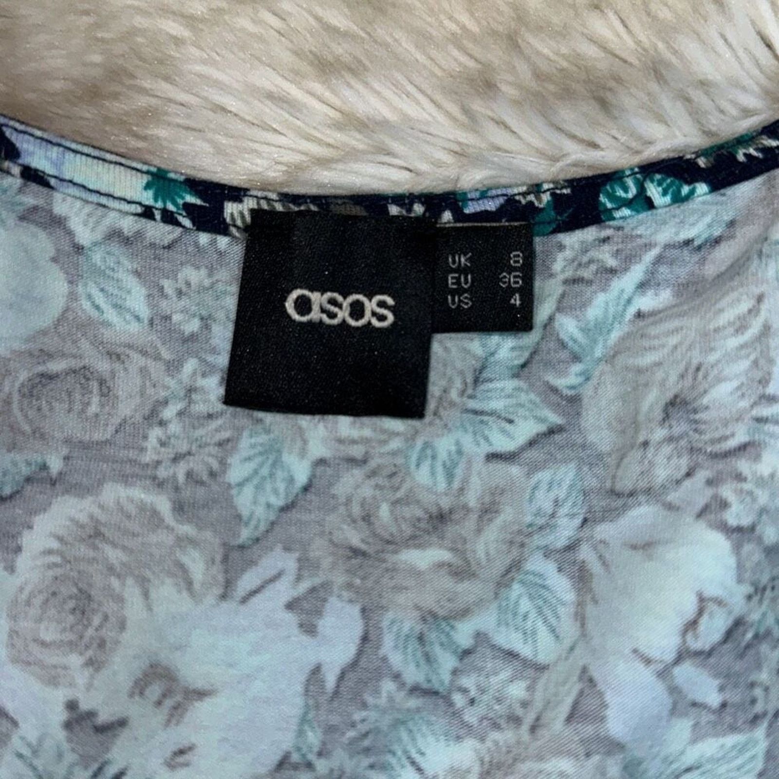 Asos ASOS Blue Cool Tone Floral Skater A-Line Dress | Sz 4 Size S / US 4 / IT 40 - 4 Thumbnail