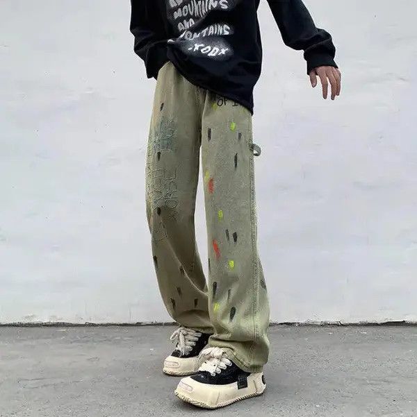 VIBE Retro Embroidered Splash Ink Tie Dyed Jeans Size US 32 / EU 48 - 3 Thumbnail