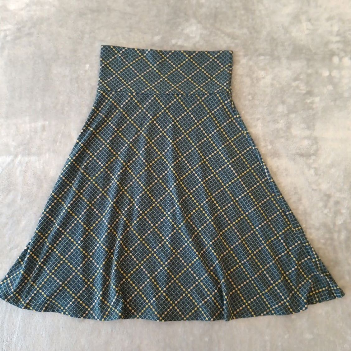 Vintage LuLaRoe Skirt XS Blue Geometric Knee Length A-Line Pull On Ladies Womens Size 26" / US 2 / IT 38 - 2 Thumbnail