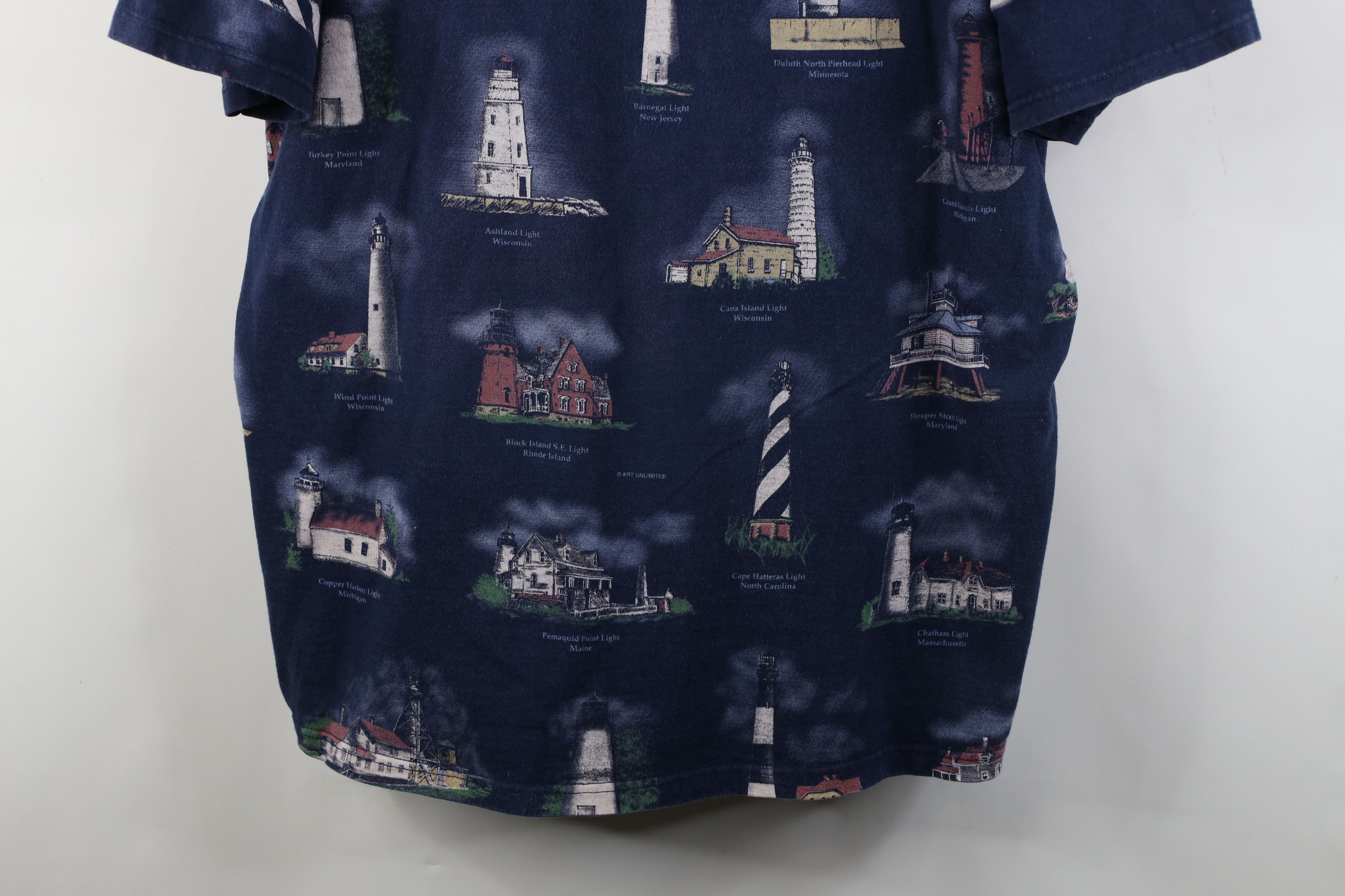 Vintage Vintage 90s Streetwear Lighthouse Print Short Sleeve T-Shirt Size US XXL / EU 58 / 5 - 3 Thumbnail