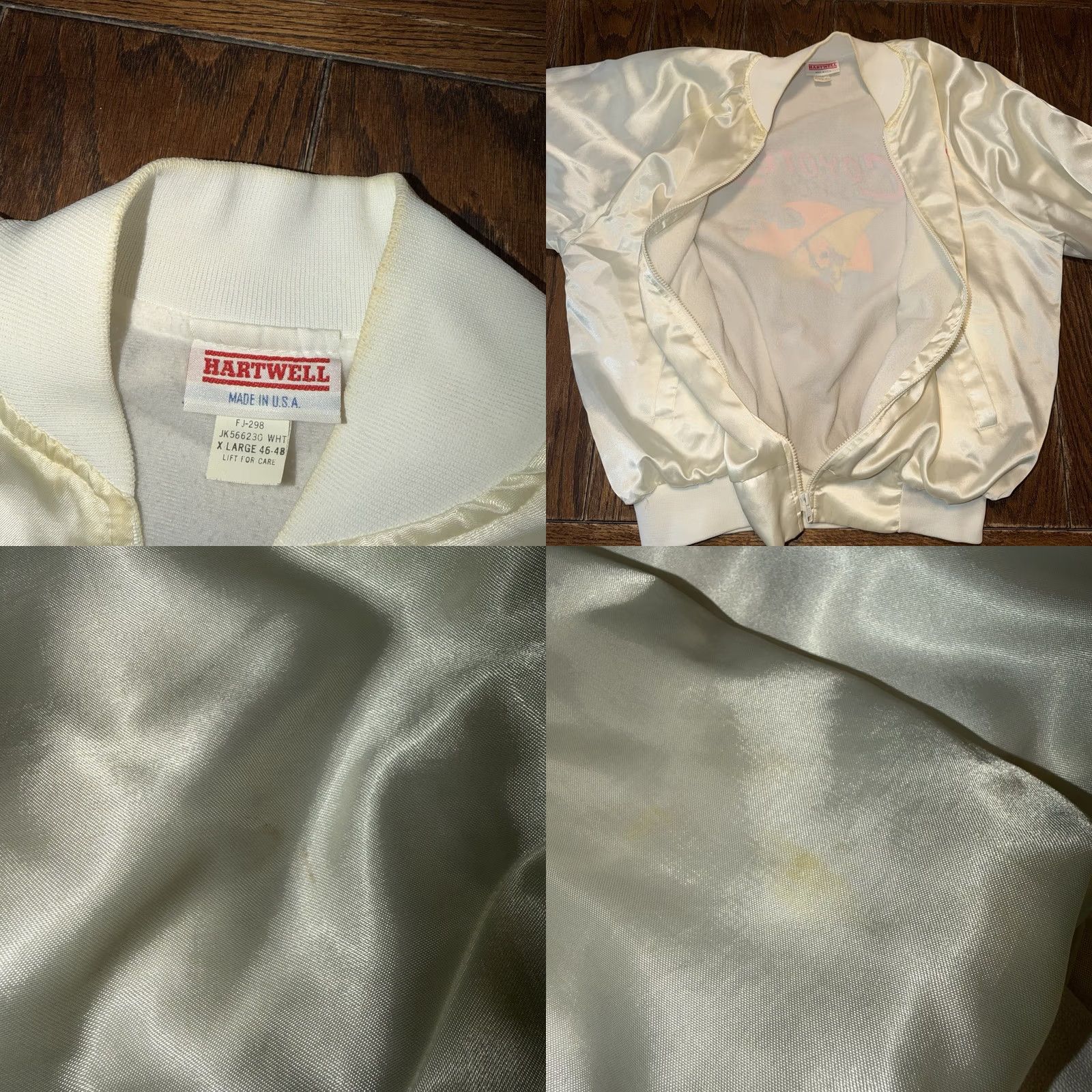 Vintage VINTAGE Hartwell Satin Jacket XL Coyotes Surf Club Clearwater Beach Florida Sailing Sun Bomber Jacket Men White/Blue Striped Pattern Size US XL / EU 56 / 4 - 8 Thumbnail
