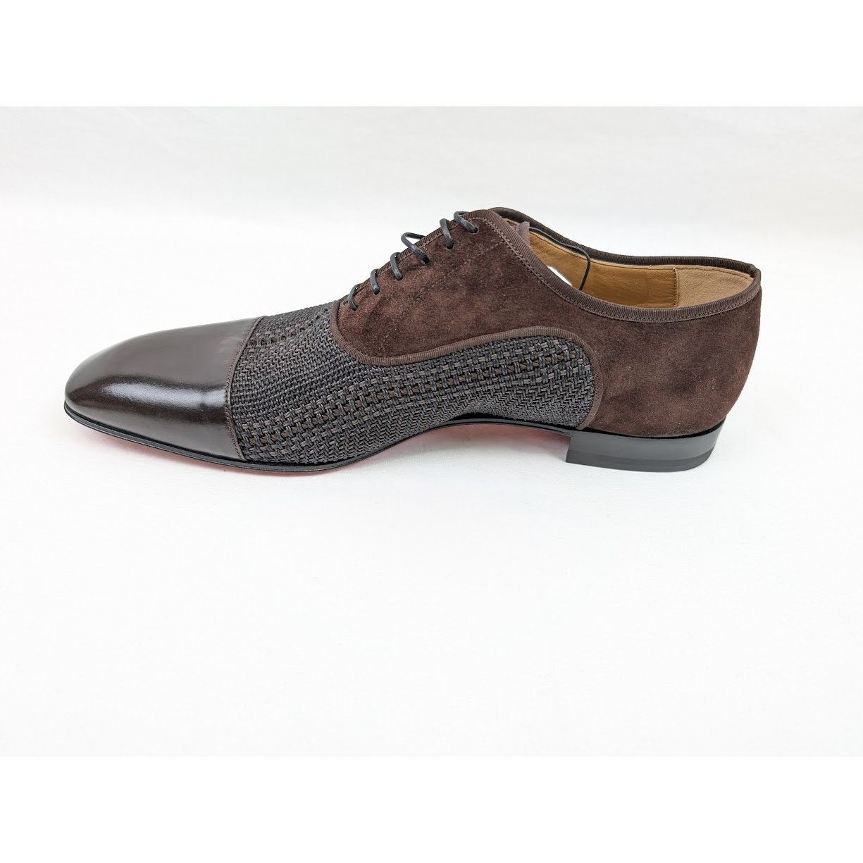 Christian Louboutin o1rshd1 Patent Calf Tresse Provence Lace Up Shoes Dark Brown Size US 11.5 / EU 44-45 - 8 Thumbnail