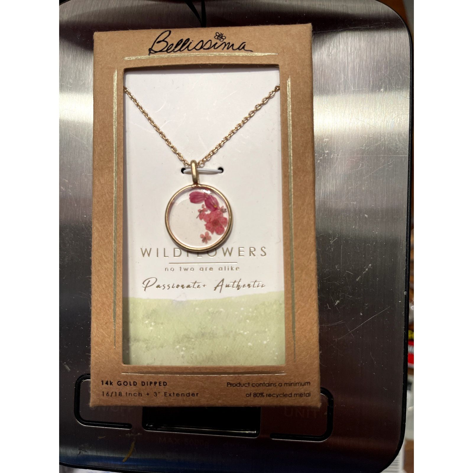 Unknown London Wildflowers 14K Gold Dipped Necklace Pressed Pink Flowers Size ONE SIZE - 1 Thumbnail