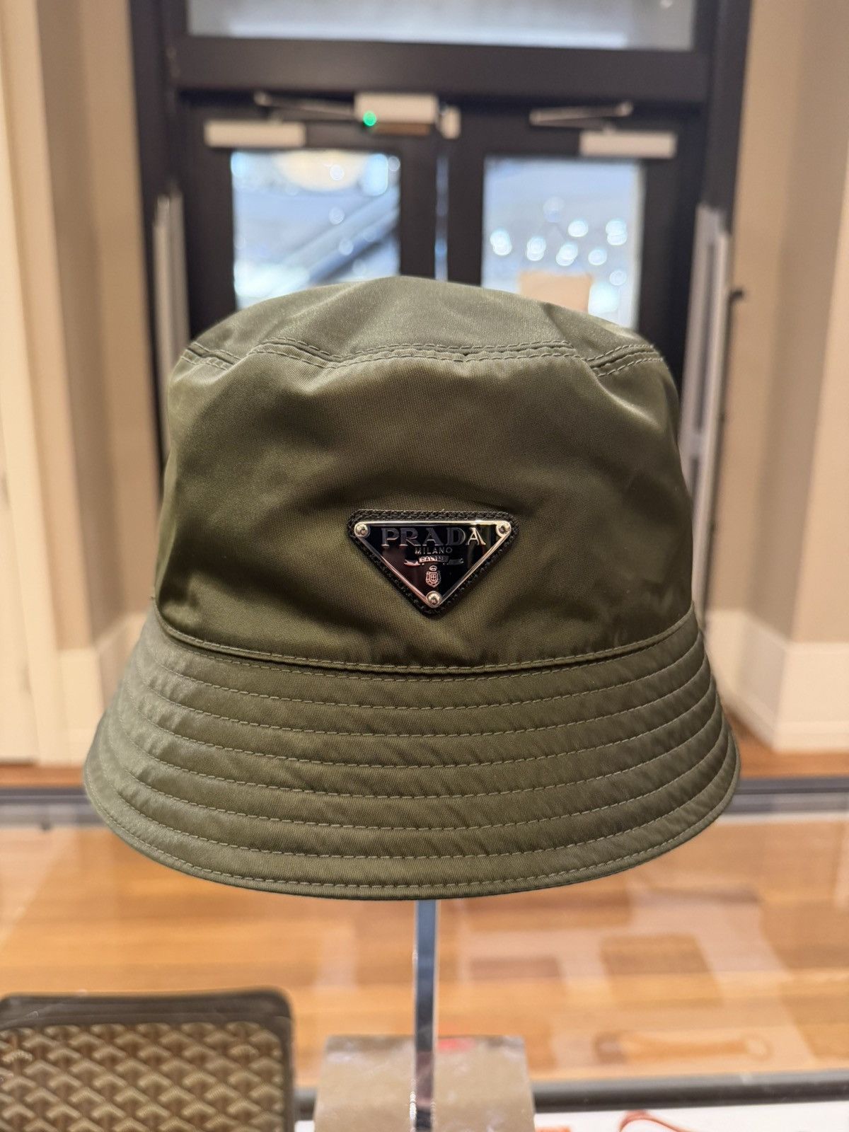 Prada Prada Nylon Bucket Hat - Olive Size ONE SIZE - 1 Thumbnail