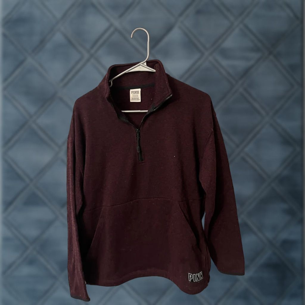 Pinko Pink Victoria Secret Sweatshirt 1/4 Zip Pullover Women Size Small Maroon Womens Size S / US 4 / IT 40 - 1 Thumbnail