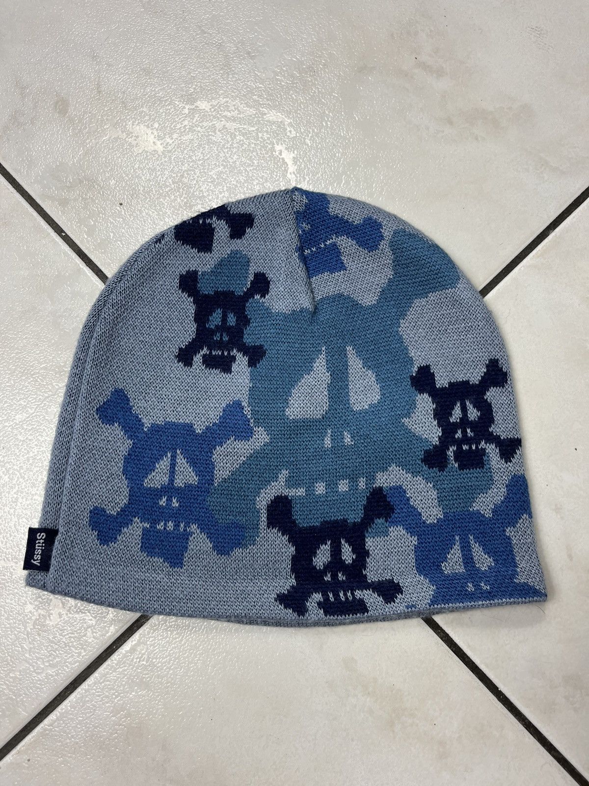 Stussy × Vintage Vintage 90s Stussy skull beanie y2k all over print hype rare Size ONE SIZE - 2 Thumbnail