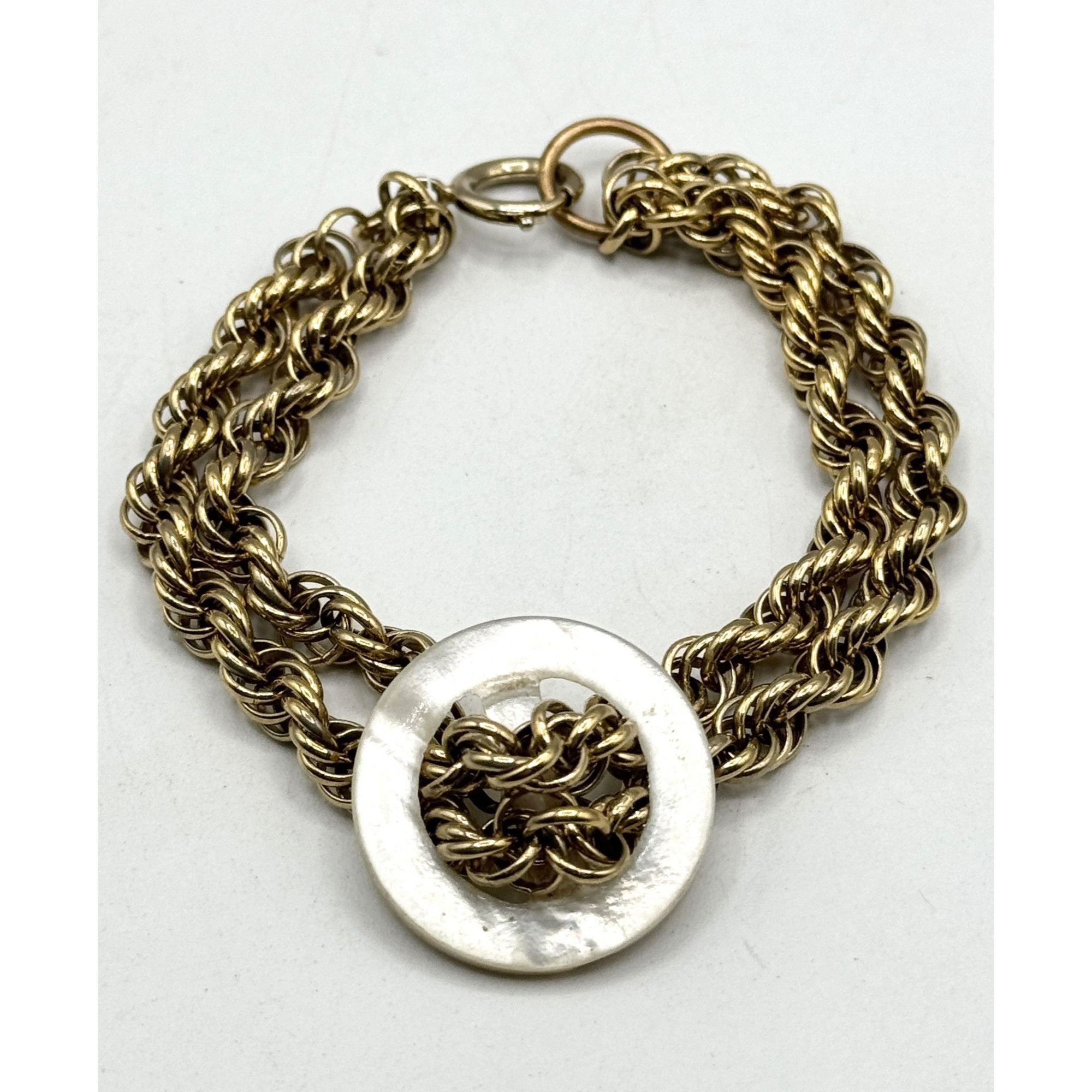Vintage gold chain mother of pearl shell bracelet
