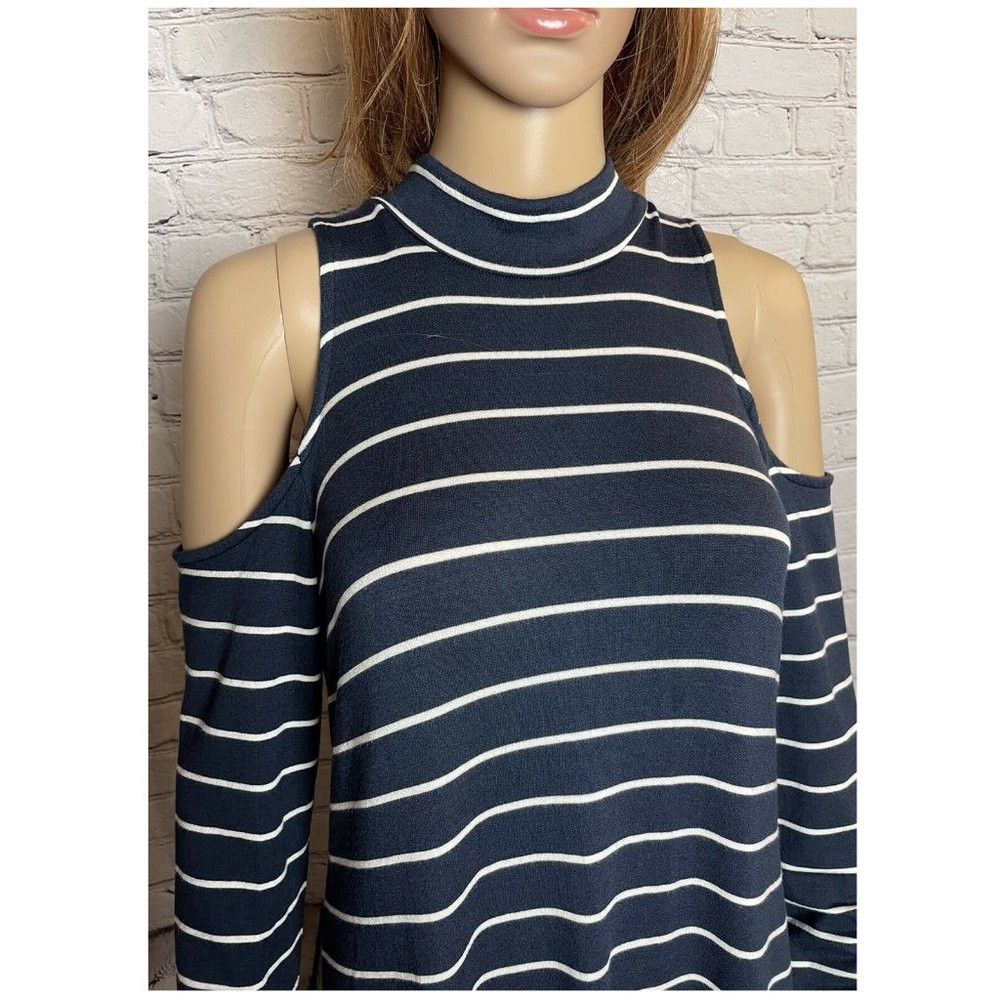 Splendid NWT New $178 Splendid Envelope Cold shoulder Dress Navy Whi Size L / US 10 / IT 46 - 4 Thumbnail