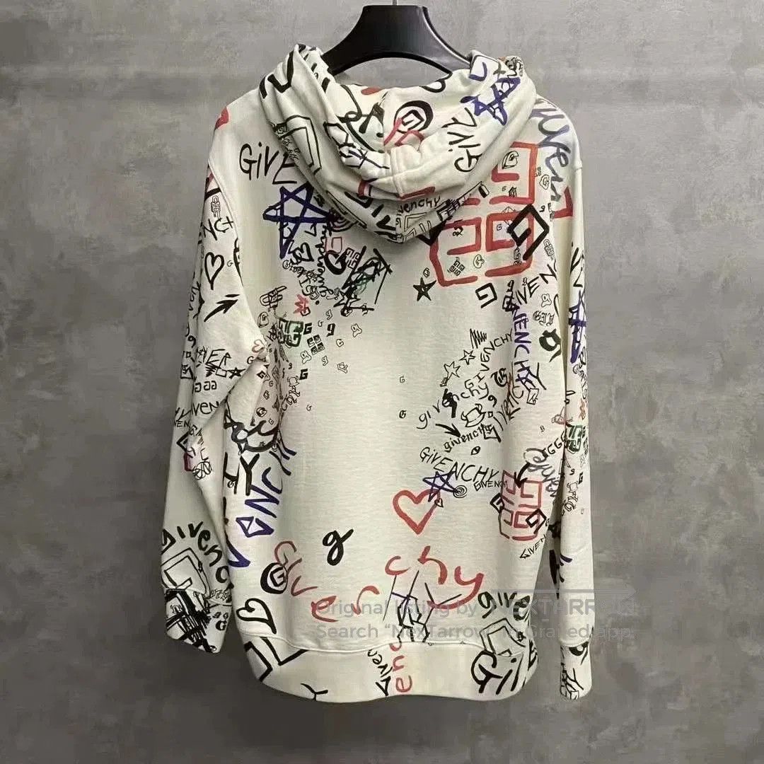 Givenchy Givenchy Beige Graffiti Logo Hoodie. Size US M / EU 48-50 / 2 - 2 Thumbnail