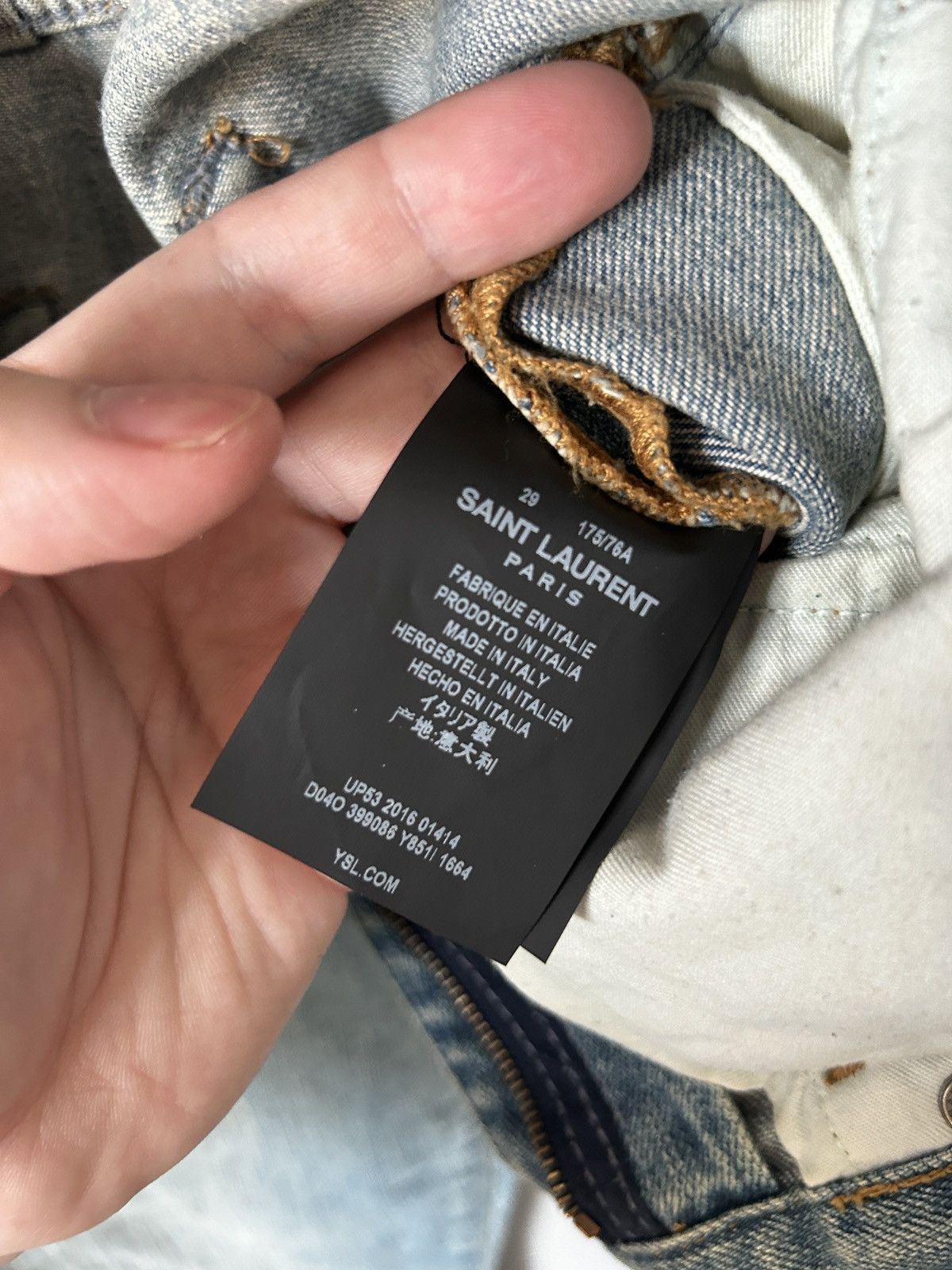 Saint Laurent Paris FW16 Hedi era ripped blue denim Size US 29 - 4 Thumbnail