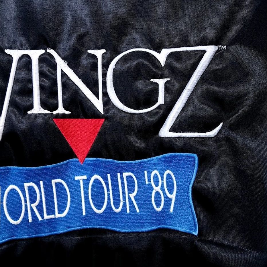Vintage VINTAGE WingZ World Tour 89 Satin Bomber Jacket Mens XL Black 80s Informix USA Jacket Size US XL / EU 56 / 4 - 5 Thumbnail