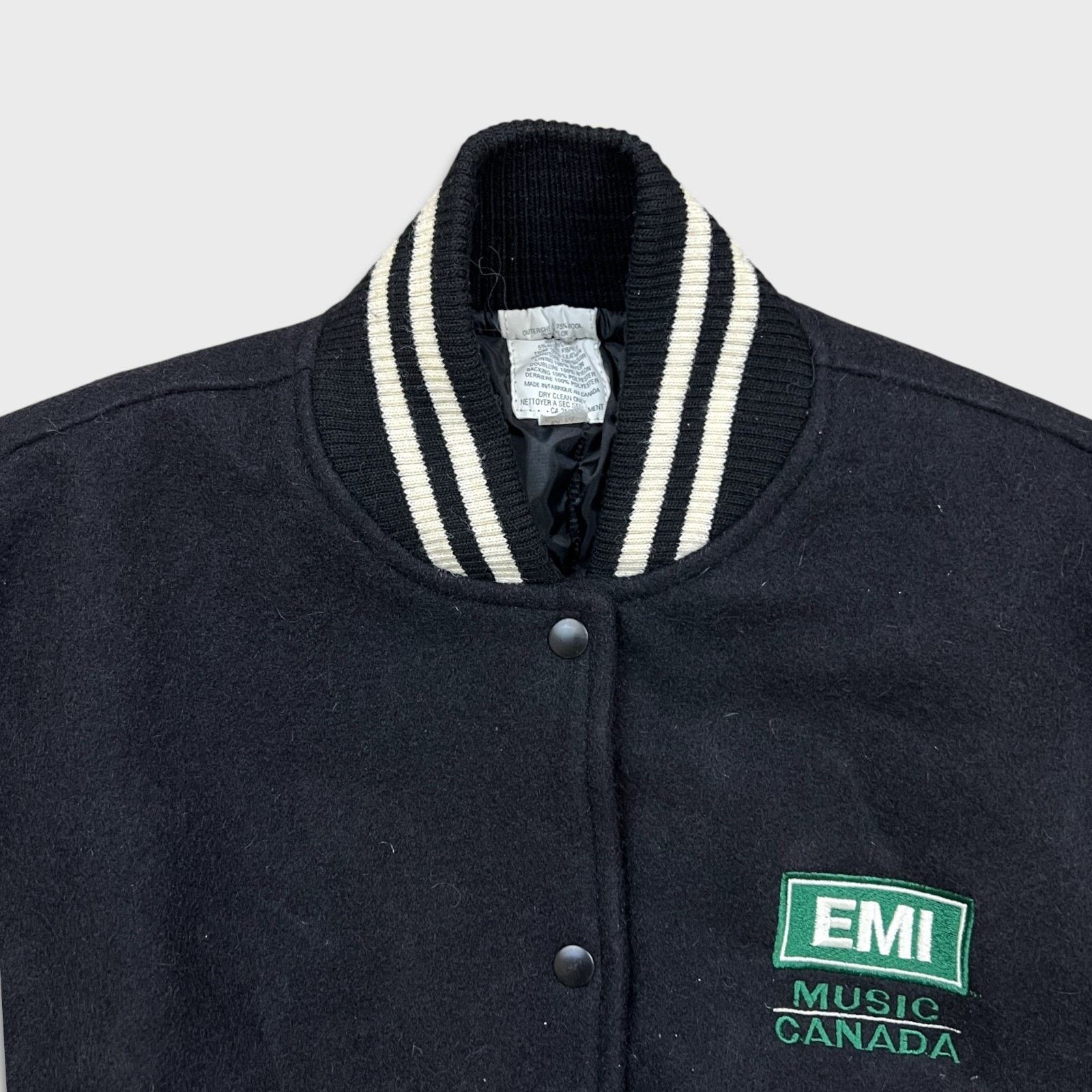 Vintage Vintage EMI Music Canada Varsity Jacket Wool Leather 90s Size US M / EU 48-50 / 2 - 2 Thumbnail