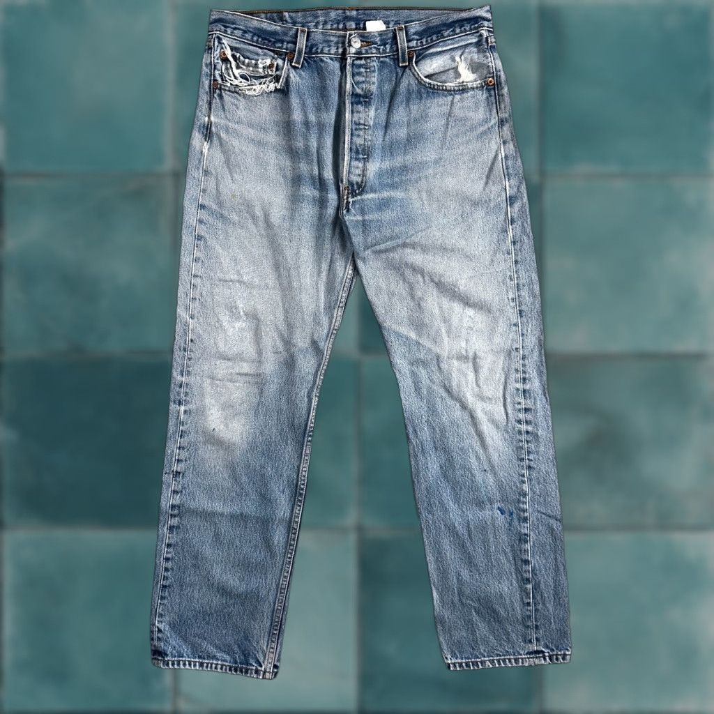Levi's Levi's 501 Jeans Vintage 90s Straight Blue Light Wash 36x34 Regular Mens jeans Y2K Comfort 501 Series Size US 36 / EU 52 - 1 Thumbnail