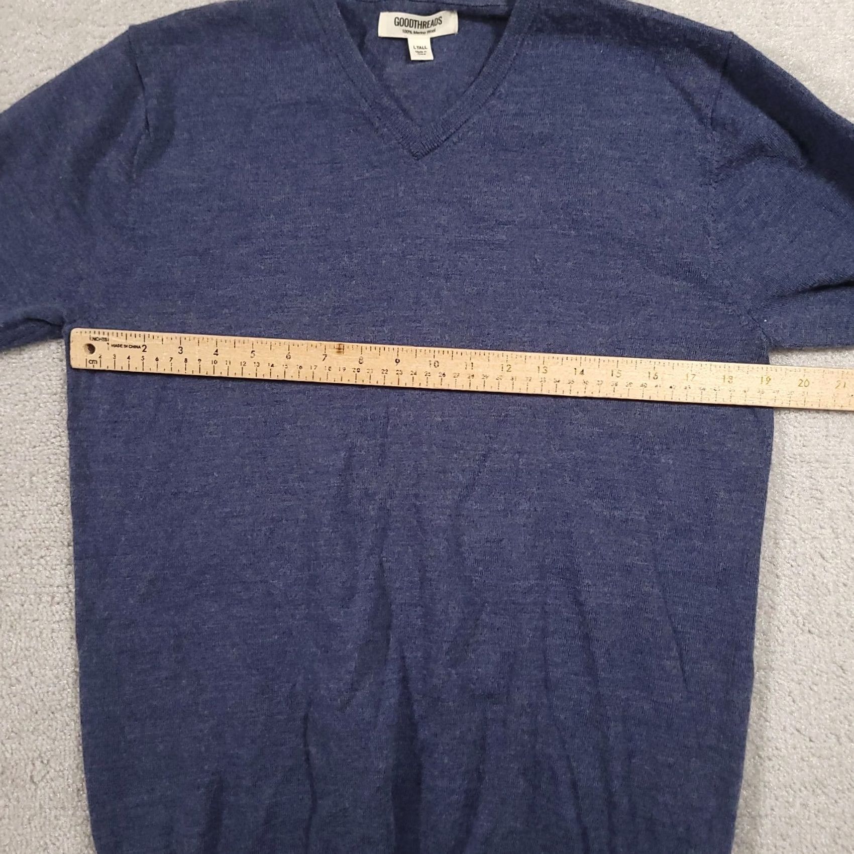 Vintage VINTAGE Goodthreads Men’s 100% Merino Wool V-Neck Sweater Blue Long Sleeve LT Big & Tall Mens Pullover Classic Preppy Knit Shirt Size US L / EU 52-54 / 3 - 3 Thumbnail