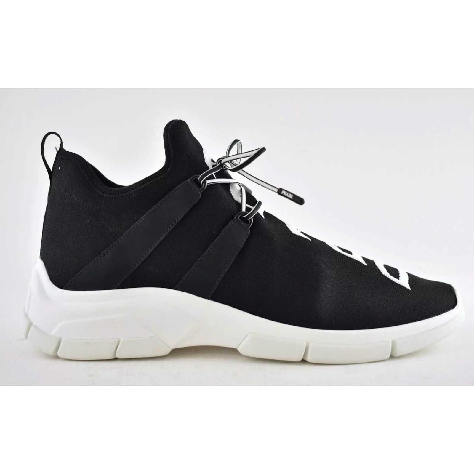 Prada Prada Mens XY Logo Sock Black White Knit Flat Trainer Size US 13 / EU 46 - 2 Thumbnail