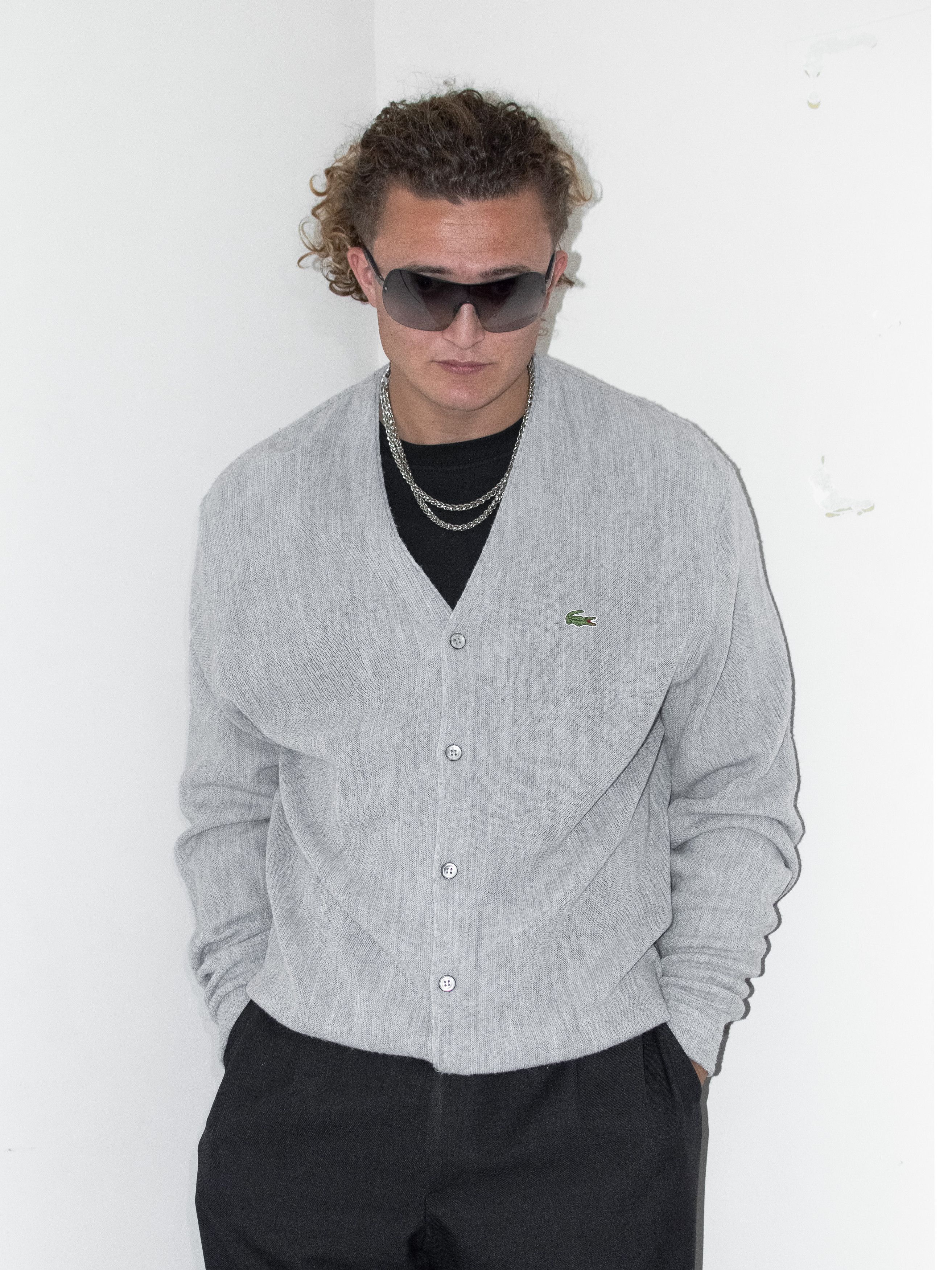 Izod × Lacoste × Vintage Vintage 90s Lacoste x Izod Grey Embroidery Cardigan Size US XL / EU 56 / 4 - 1 Thumbnail