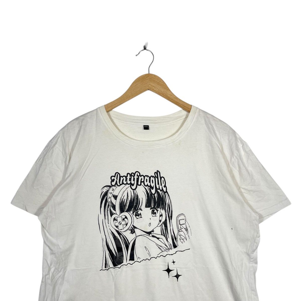Vintage Antifragile Anime Girl Graphic T Shirt White Kawaii Manga Size 4XL / US 24-26 - 2 Thumbnail