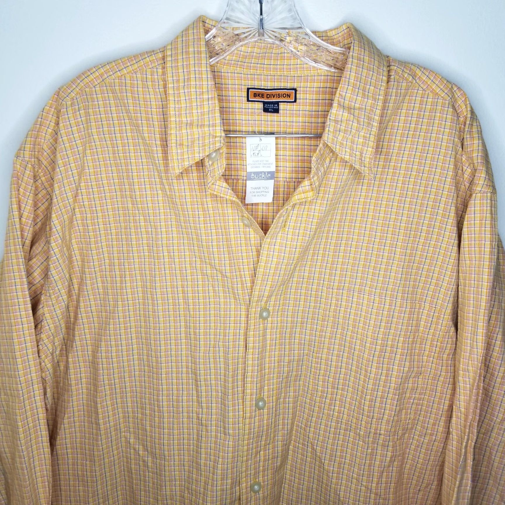 Vintage VINTAGE BKE Division Plaid Button-Up Shirt Mens XL Long Sleeve Orange NWT Size US XL / EU 56 / 4 - 2 Thumbnail