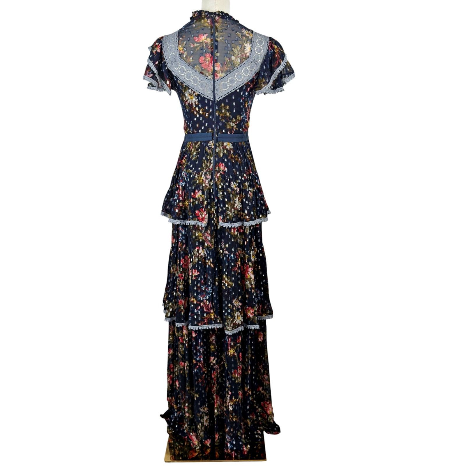 Other Needle & Thread Navy Winter Forest Floral Prairie Maxi Dress Size XS / US 0-2 / IT 36-38 - 5 Thumbnail