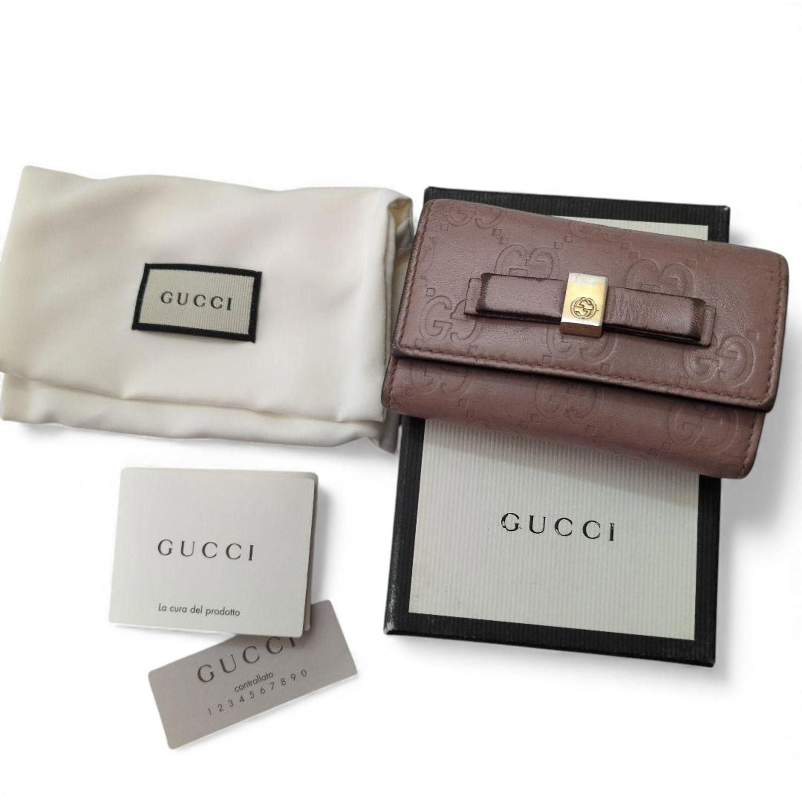 Gucci Gucci - Brown Leather Wallet Bow Detail Size ONE SIZE - 2 Thumbnail