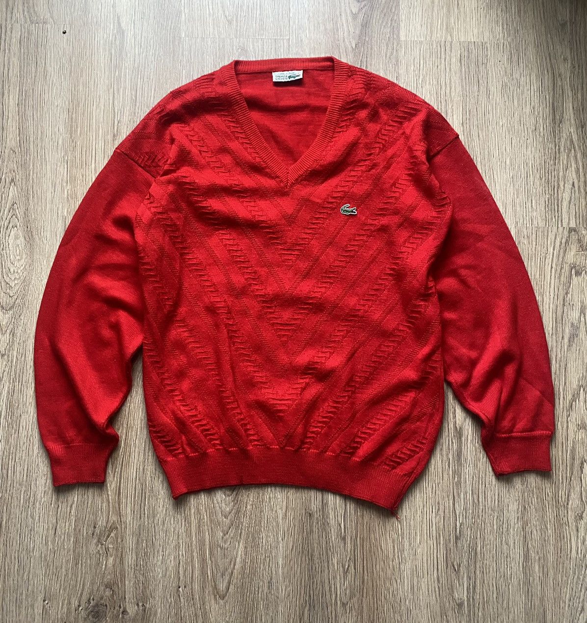 Lacoste × Vintage Vintage Lacoste Chemise Geometric V-neck Sweater Cardigan Size US L / EU 52-54 / 3 - 1 Thumbnail