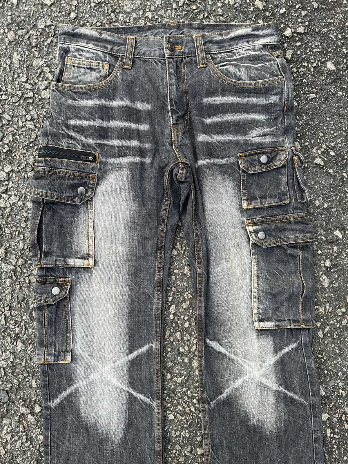 If Six Was Nine DENIM CARGO PANTS VOMANIE FADED VINTAGE Size US 30 / EU 46 - 4 Thumbnail
